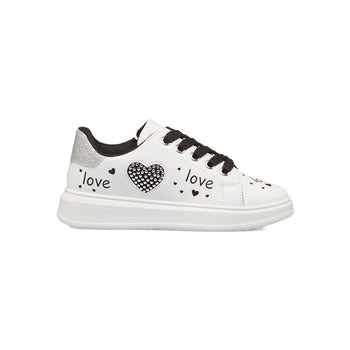 Sneakers bianche da bambina con glitter e borchiette 10 Baci, Scarpe Bambini, SKU k232000484, Immagine 0